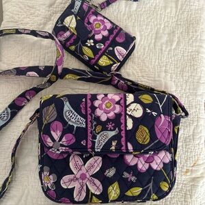 Floral Patterned Crossbody Bag and Wallet Set Vera Bradley Floral Nightingale